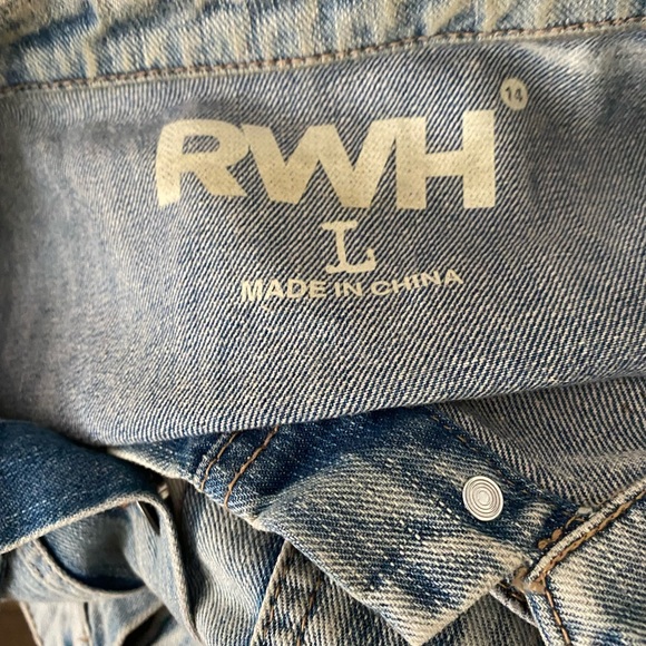 RWH factory distressed jean jacket vest size L - Picture 6 of 10